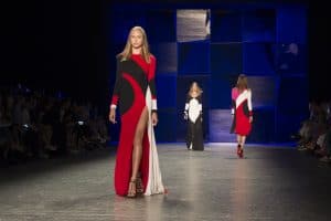 Beautiful models in bright colors on the runway of the Naeem Kahn NYFW SS17 collection