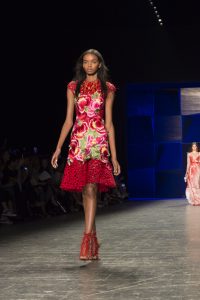 Beautiful models in bright colors on the runway of the Naeem Kahn NYFW SS17 collection