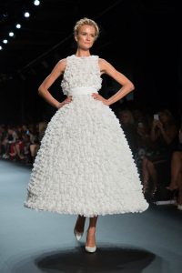 A model on the runway of the John Paul Ataker NYFW Runway