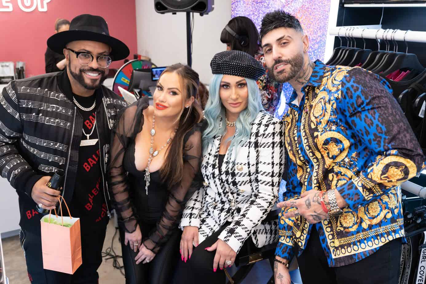 Makeup Artist Krystal with husband and Influencer Will Abi Rafeh, with Featured Designer Urbana Chappa and husband Phillip Lawrence. Photographer Oliver Archer.