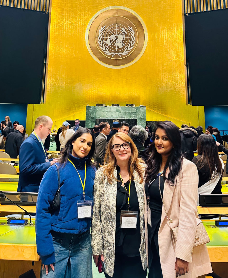 UN 2024 Global Summit: Maya Malhorta, Melissa Shea, Sneha Andani.